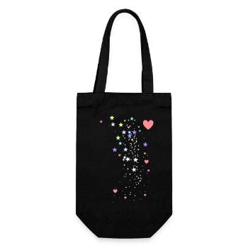 Stars, hearts, pastel colors, illustration - Gift Bag for Bottles - black - Front