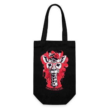 Cute giraffe with glasses - Gift Bag for Bottles - black - Front
