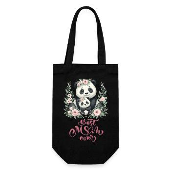 Best Mom Ever Panda Lover Floral Wreath I Mom - Geschenkbeutel für Flaschen - Schwarz - Vorne