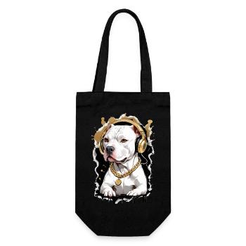 Chien bouledogue avec écouteurs - Sac à bouteille - noir - Devant