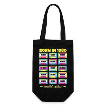 Born in 1980 Classic cassette tape original gift - Gift Bag for Bottles - black - Front