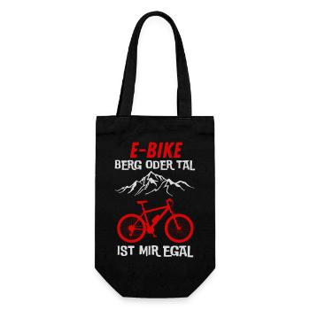 E-Bike Berg oder Tal ist mir Egal Geschenkidee - Geschenkbeutel für Flaschen - Schwarz - Vorne