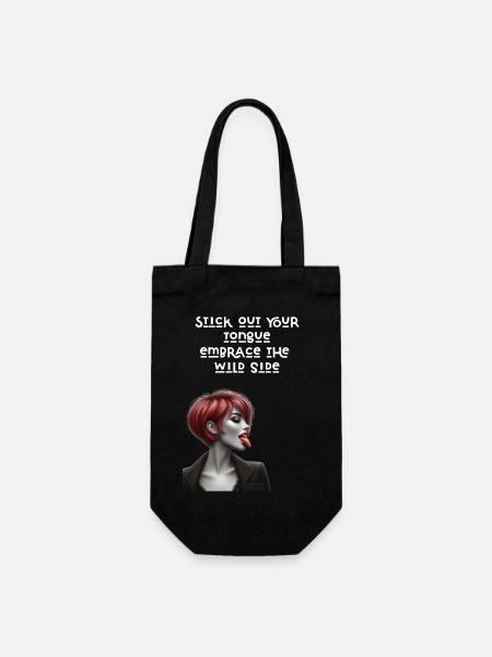 Stick out your tongue, embrace the wild side - Gift Bag for Bottles - black