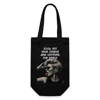 Stick out your tongue and conquer the world - Geschenkbeutel für Flaschen - Schwarz - Vorne