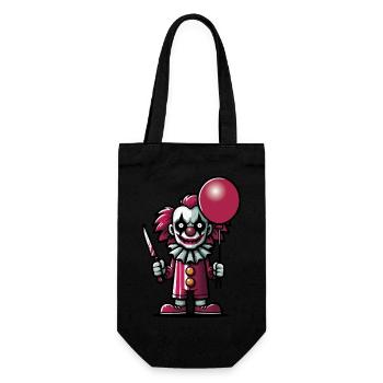 Creepy Cartoon Clown with a Knife and a Balloon - Gift Bag for Bottles - black - Front