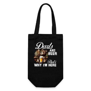 Darts and beer That's why I'm here cute bear - Gift Bag for Bottles - black - Front