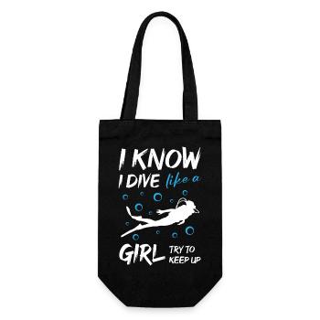 A girl who loves diving - Geschenkbeutel für Flaschen - Schwarz - Vorne