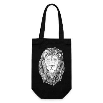 Leo White Tattoo Zodiac Ink Drawing - Gift Bag for Bottles - black - Front