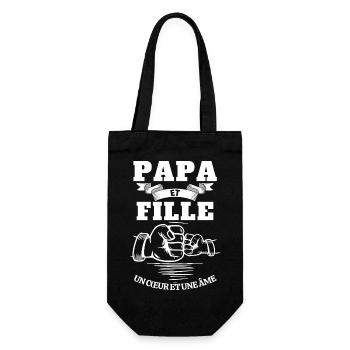 T-shirt fête des pères - Papa et Fille Cœur Âme - Sac à bouteille - noir - Devant