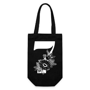 Numéro 7 floral noir -7e anniversaire floral - Sac à bouteille - noir - Devant