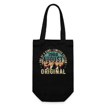 August 1966 - Born in August 1966 - Birthday - Gift Bag for Bottles - black - Front