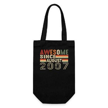 August 2007 Vintage Geburtstagsgeschenk 17 Jahre - Geschenkbeutel für Flaschen - Schwarz - Vorne
