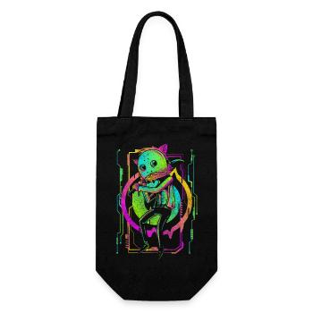 Cyberpunk Roboter Neon Manga - Geschenkbeutel für Flaschen - Schwarz - Vorne