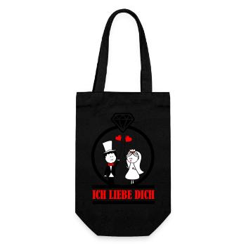 ich liebe dich 002 - Geschenkbeutel für Flaschen - Schwarz - Vorne