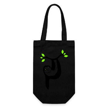 faultier 02 - Geschenkbeutel für Flaschen - Schwarz - Vorne