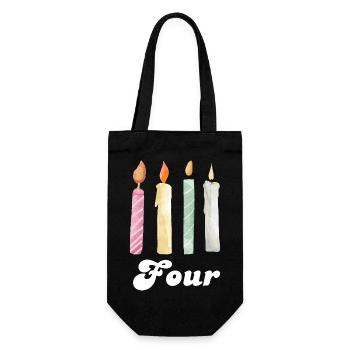 Kerze zum 4. Jahrestag - Geschenkbeutel für Flaschen - Schwarz - Vorne
