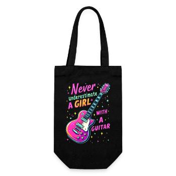 Fille avec guitare - Sac à bouteille - noir - Devant