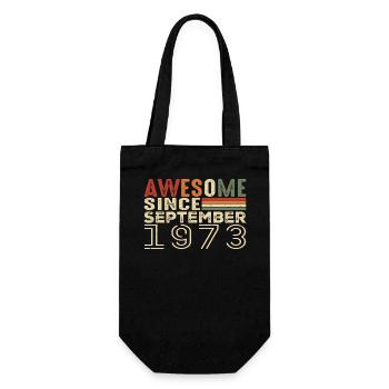September 1973, Geburtstagsgeschenk September 1973 - Geschenkbeutel für Flaschen - Schwarz - Vorne