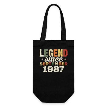 Legendär seit September 1987 Geburtstag September - Geschenkbeutel für Flaschen - Schwarz - Vorne