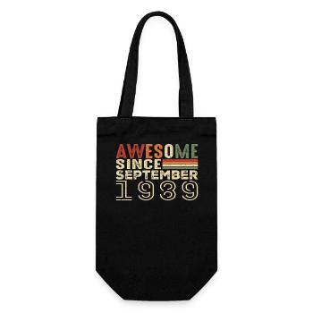 September 1989, birthday present September 1989 - Gift Bag for Bottles - black - Front
