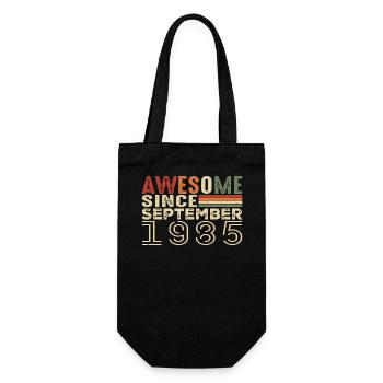 September 1985, birthday present September 1985 - Gift Bag for Bottles - black - Front