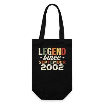 Legendär seit September 2002 Geburtstag September - Geschenkbeutel für Flaschen - Schwarz - Vorne