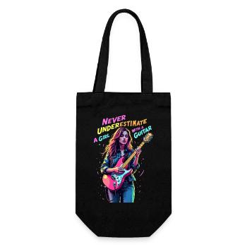 Fille avec guitare - Sac à bouteille - noir - Devant
