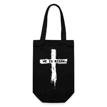 He Is Risen Jesus Christ Christen Kreuz Religion - Geschenkbeutel für Flaschen - Schwarz - Vorne