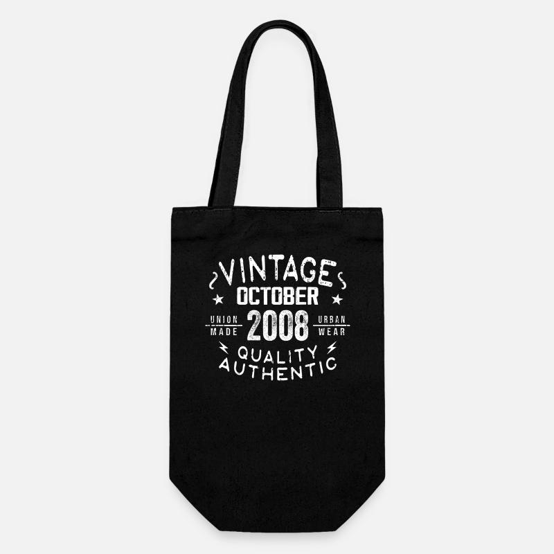 Born in October 2008 Gift in October - 2008 - Gift Bag for Bottles - black