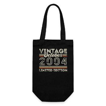 Oktober 2004 Geburtstag October 2004 Birthday Gift - Gift Bag for Bottles - black - Front