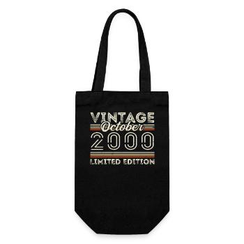 Oktober 2000 Geburtstag October 2000 Birthday Gift - Gift Bag for Bottles - black - Front