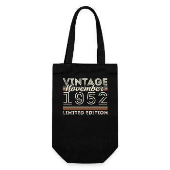 Jahrgang November 1952 Geburtstag November 1952 - Geschenkbeutel für Flaschen - Schwarz - Vorne
