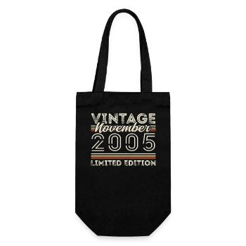 Vintage November 2005 Birthday November 2005 - Gift Bag for Bottles - black - Front