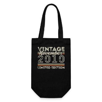 Vintage November 2010 Birthday November 2010 - Gift Bag for Bottles - black - Front