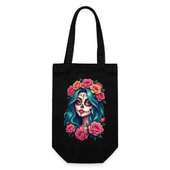 Dia de los Muertos tête femme Mexique sugar skull - Sac à bouteille - noir - Devant
