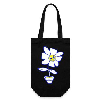Petit Pot De Fleurs Visage Heureux Drôle - Sac à bouteille - noir - Devant