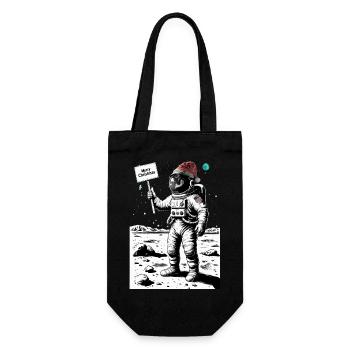 Frohe Weihnachten Astronaut - Feiertag auf dem Mon - Geschenkbeutel für Flaschen - Schwarz - Vorne