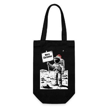 Frohe Weihnachten Astronaut - Feiertag auf dem Mon - Geschenkbeutel für Flaschen - Schwarz - Vorne