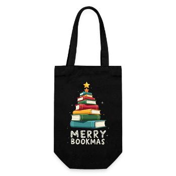 Merry Bookmas - Holiday Cheer for Book Lovers - Gift Bag for Bottles - black - Front
