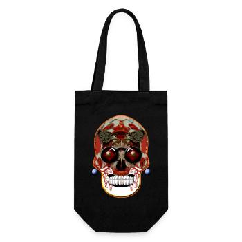 skull 8 - Gift Bag for Bottles - black - Front