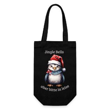 Noël - Pingouin au chapeau de Père Noël - Sac à bouteille - noir - Devant