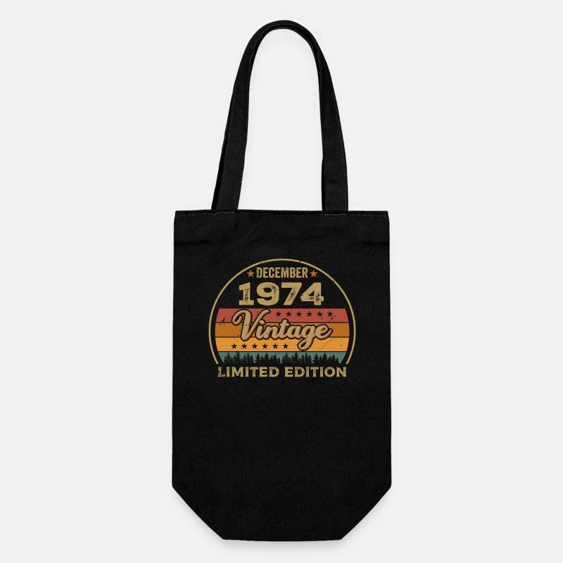 Birthday December 1974 Gift December 1974 - Gift Bag for Bottles - black
