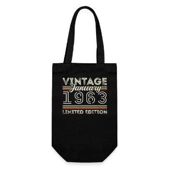 January 1963 Born in 1963 - Birthday January 1963 - Gift Bag for Bottles - black - Front
