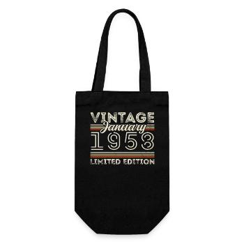 Januar 1958 Jahrgang 1958 - Geburtstag Januar 1958 - Geschenkbeutel für Flaschen - Schwarz - Vorne