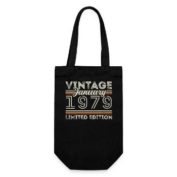 January 1979 Born in 1979 - Birthday January 1979 - Gift Bag for Bottles - black - Front