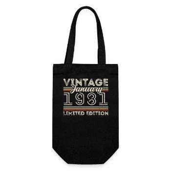 Januar 1981 Jahrgang 1981 - Geburtstag Januar 1981 - Geschenkbeutel für Flaschen - Schwarz - Vorne