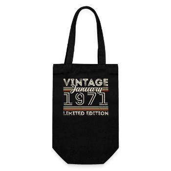 January 1971 Born in 1971 - Birthday January 1971 - Gift Bag for Bottles - black - Front