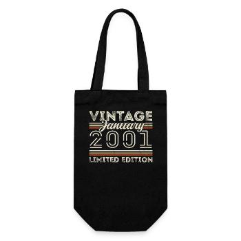 Januar 2001 Jahrgang 2001 - Geburtstag Januar 2001 - Geschenkbeutel für Flaschen - Schwarz - Vorne