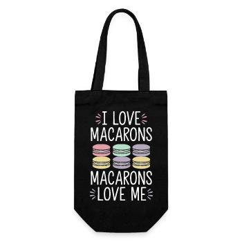 Liebe geht durch Macarons - Geschenkbeutel für Flaschen - Schwarz - Vorne