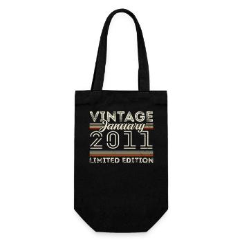 January 2011 Vintage 2011 - Birthday January 2011 - Gift Bag for Bottles - black - Front